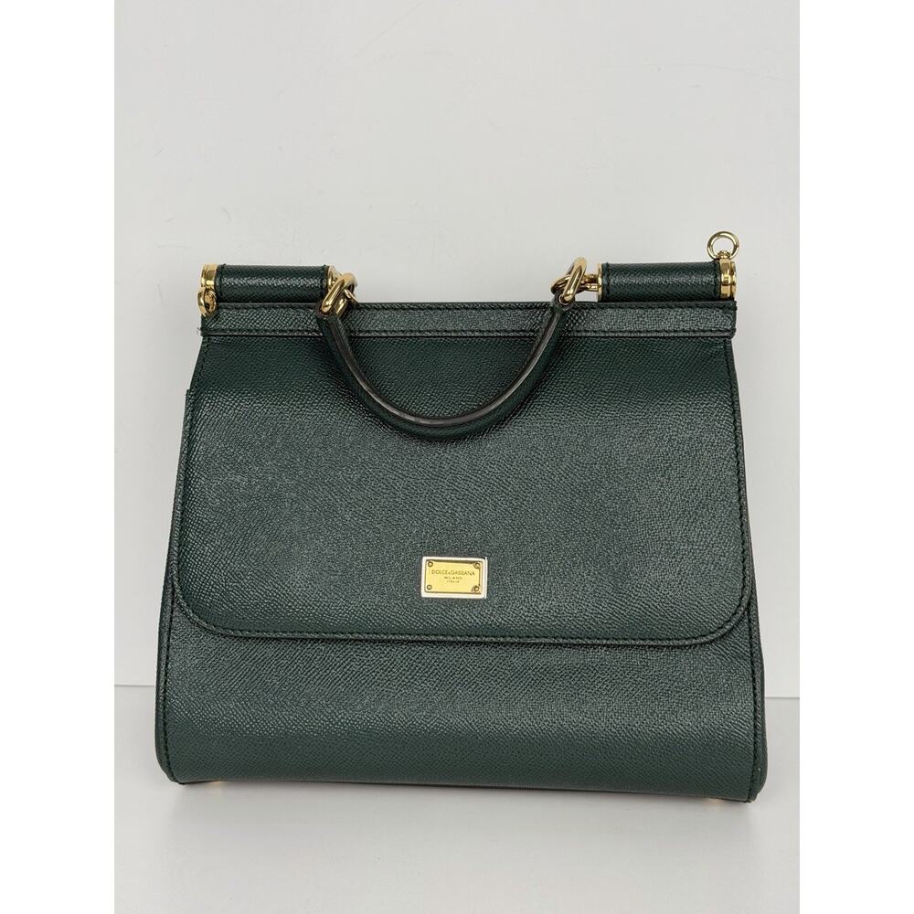 Dolce & Gabbana Sicily Handbag Medium in Green Dauphine Calfskin Leather S14 - Picture 2 of 16
